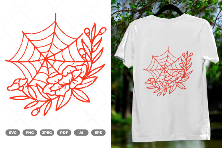 Floral Spider Web SVG & Clipart example image 1