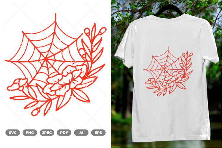 Floral Spider Web SVG & Clipart