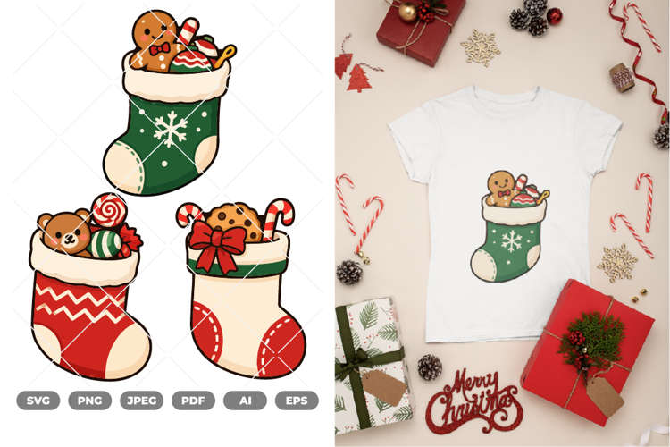 Christmas Sock Colored SVG & Clipart