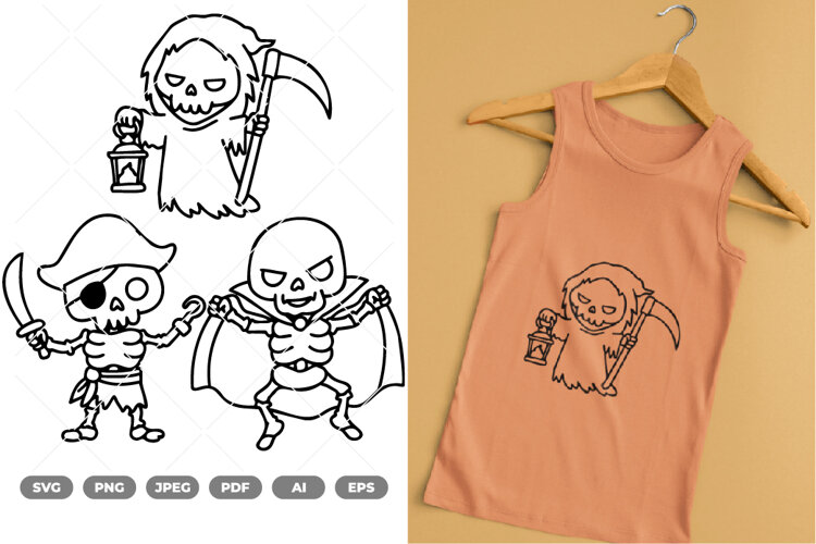 Cute Skeleton SVG & Clipart example image 1