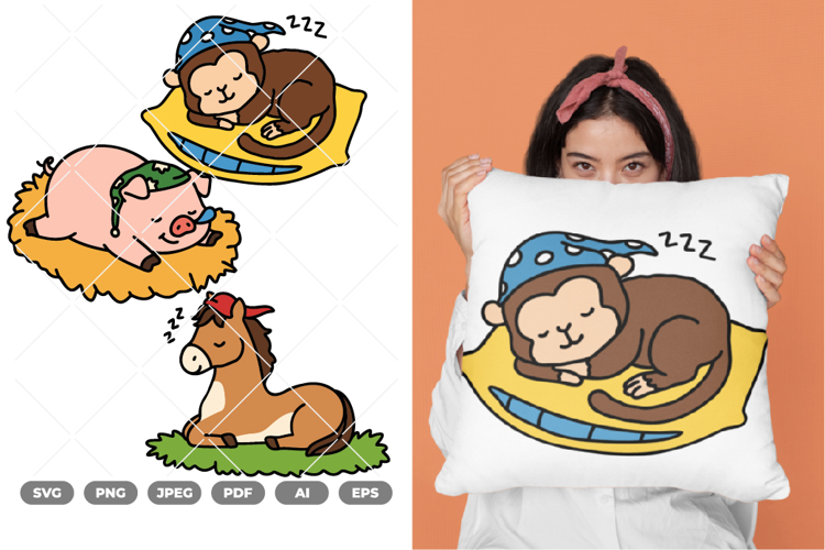 Sleeping Animal Colored SVG & Clipart