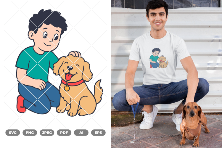 Man and Dog SVG & Clipart