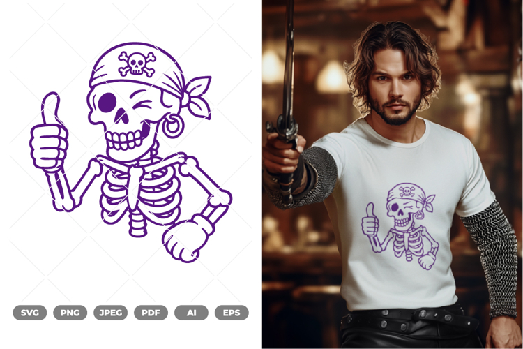 Thumbs Up Skull SVG & Clipart