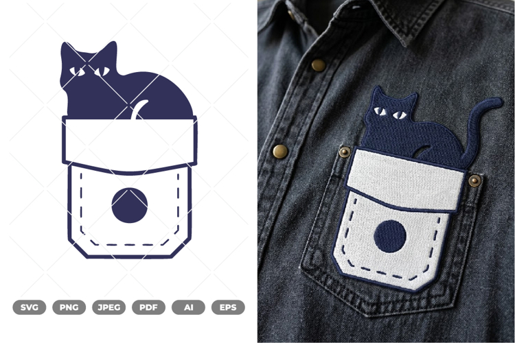 Cat on Pocket SVG   Clipart