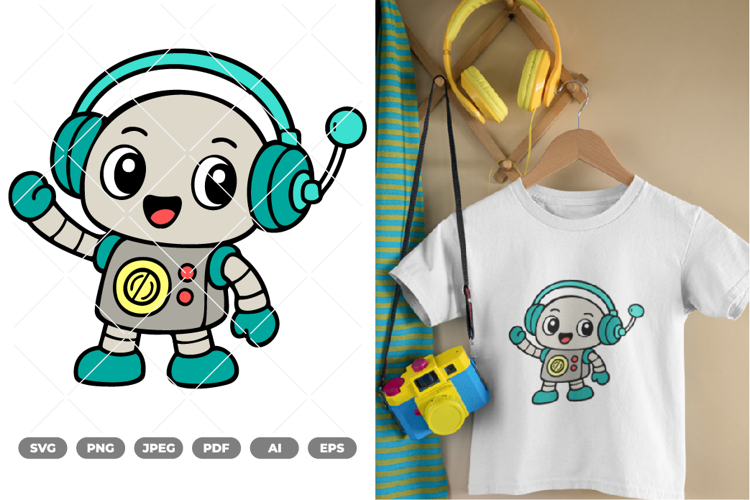Chibi Robot Colored SVG   Clipart