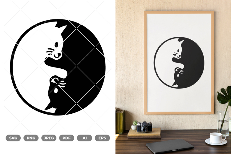 Yin & Yang Cat SVG & Clipart