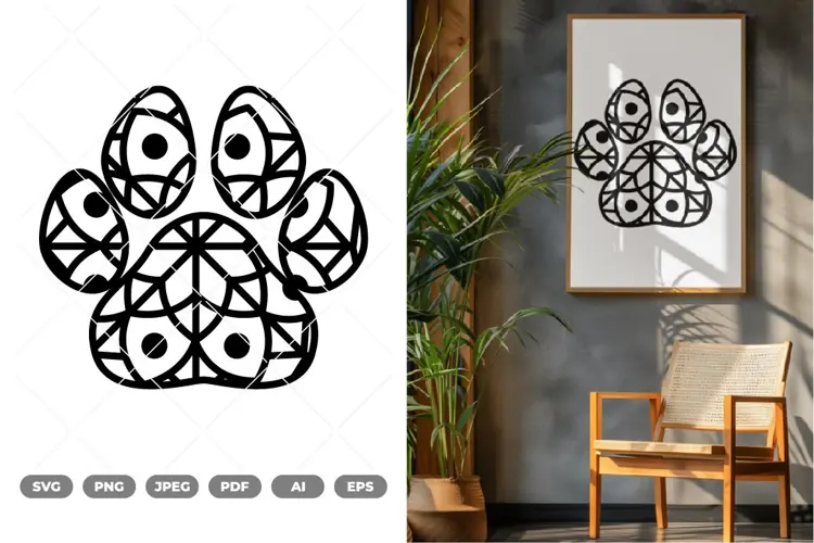 Mandala Paw SVG & Clipart