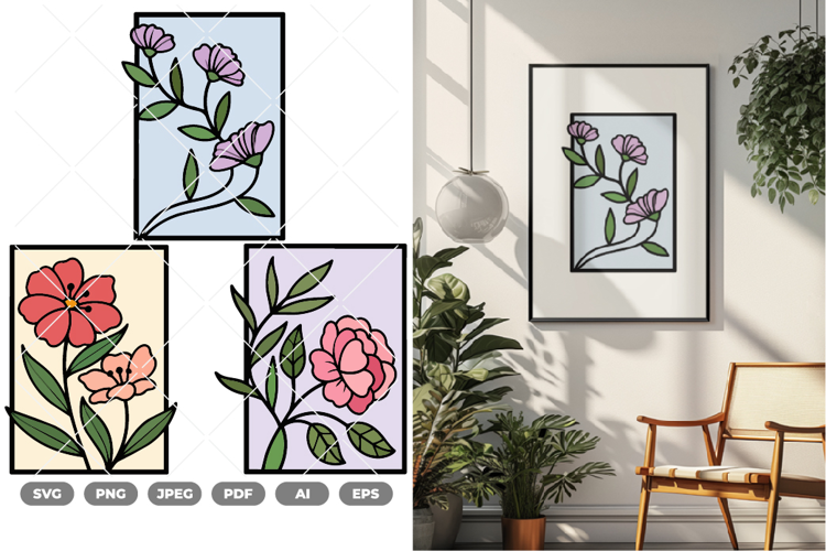 Floral Framed Colored SVG & Clipart