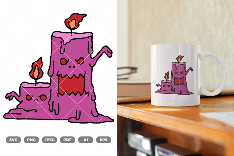 Candle Monster Colored SVG & Clipart