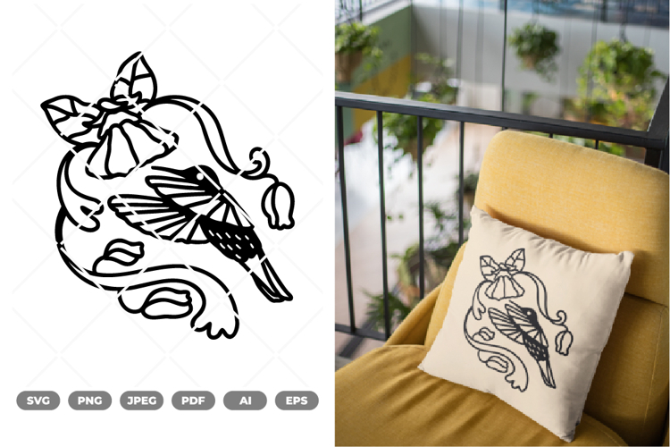 Colibri and Flower SVG & Clipart