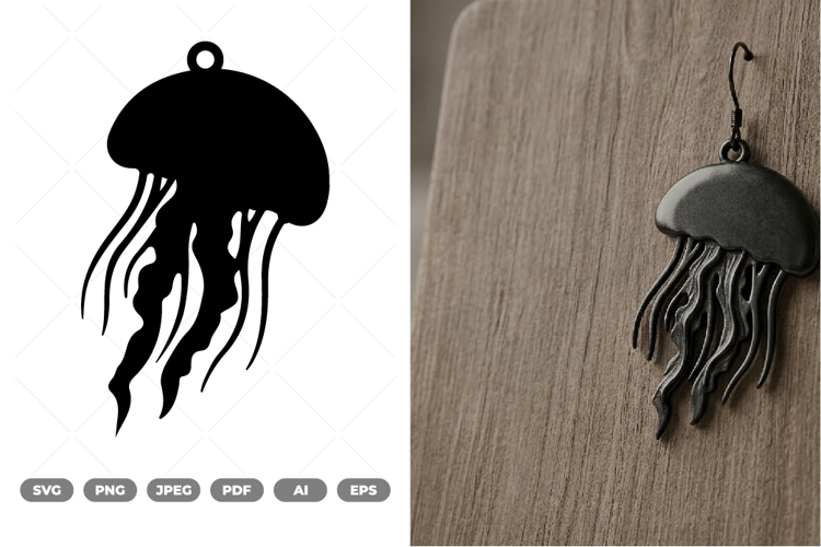Earrings Sea Jellyfish SVG   Clipart