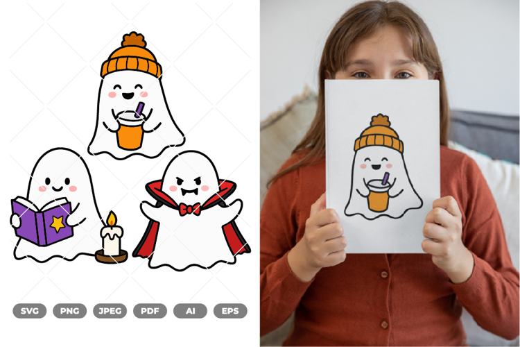 Cute Ghost Colored SVG & Clipart