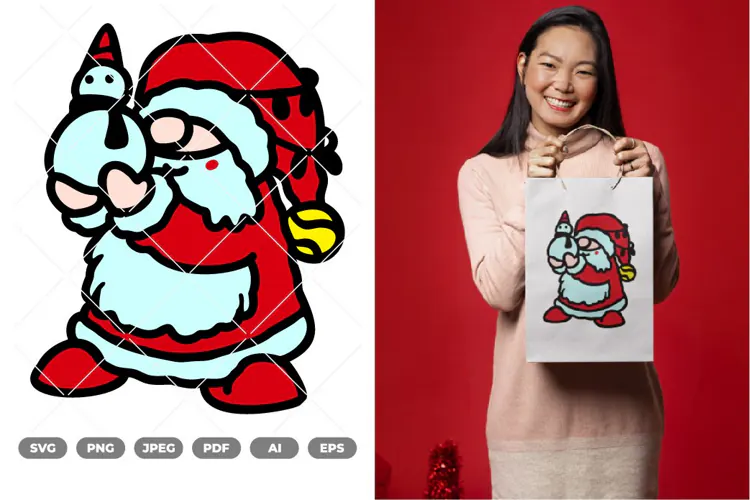 Kawaii Christmas Gnome Colored SVG & Clipart