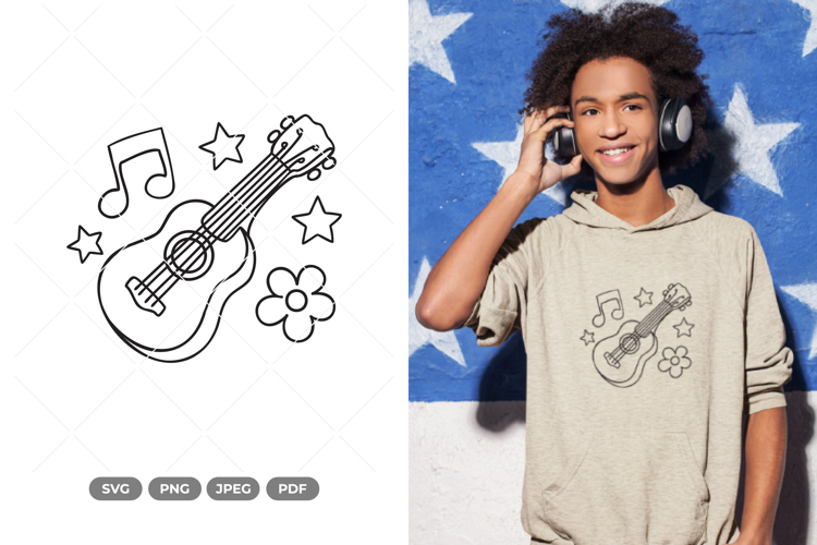 Guitar Doodle SVG   Clipart