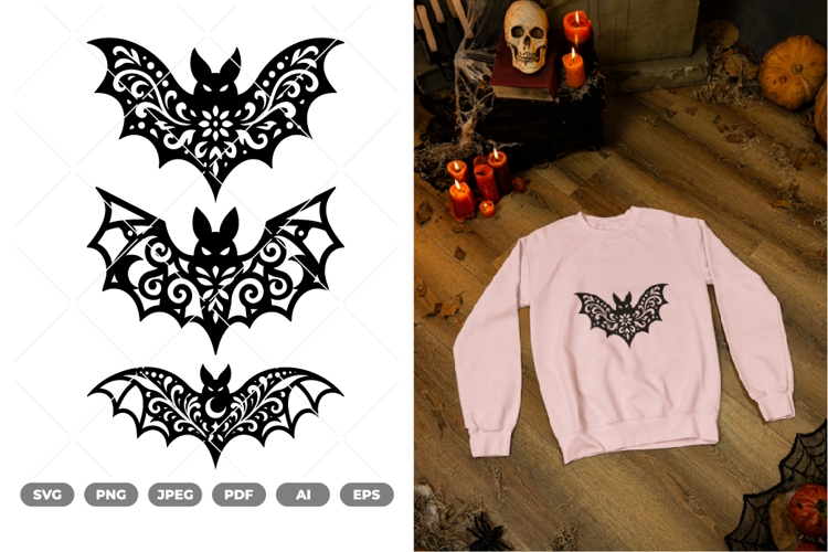 Floral Bat SVG & Clipart