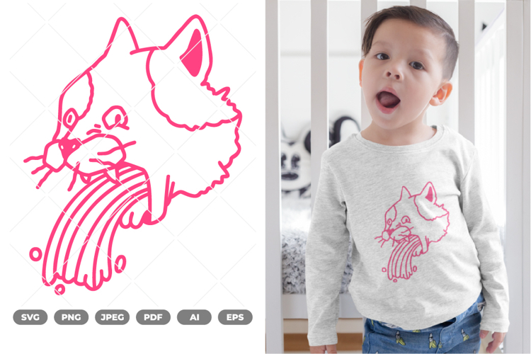 Rainbow Vomit Cat SVG   Clipart