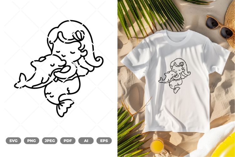 Kawaii Mermaid SVG & Clipart