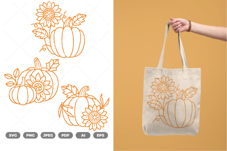 Autumn Pumpkin and Sunflower SVG & Clipart