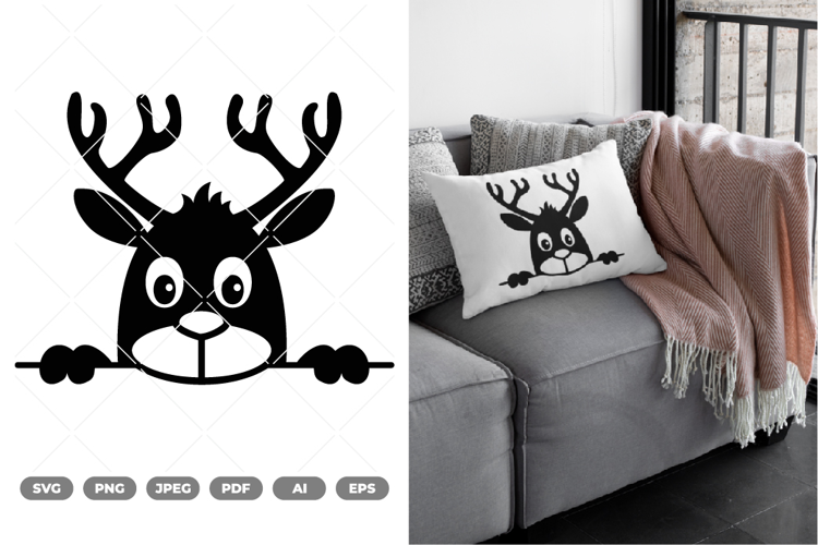 Peeking Reindeer SVG & Clipart