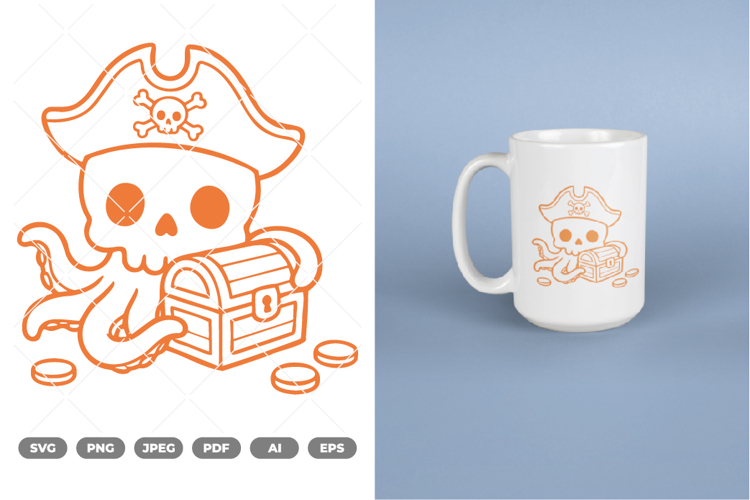 Skull Octopus SVG   Clipart