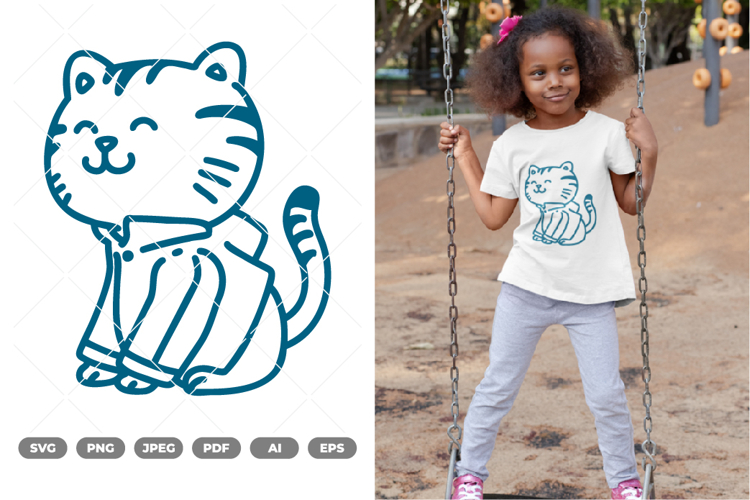 Cat Wearing Raincoat SVG   Clipart