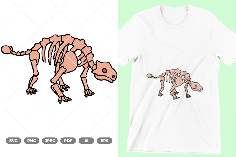 Dinosaur Skeleton Colored SVG & Clipart