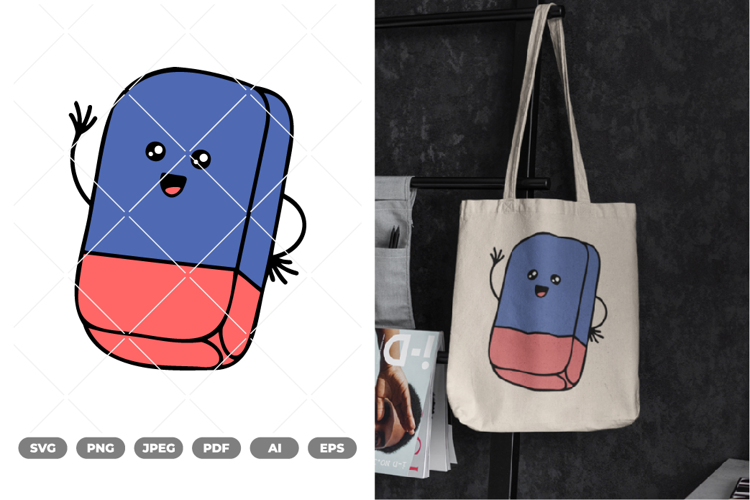 School Supply Cartoon Colored Eraser SVG & Clipart