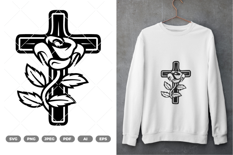 Cross and Rose SVG & Clipart