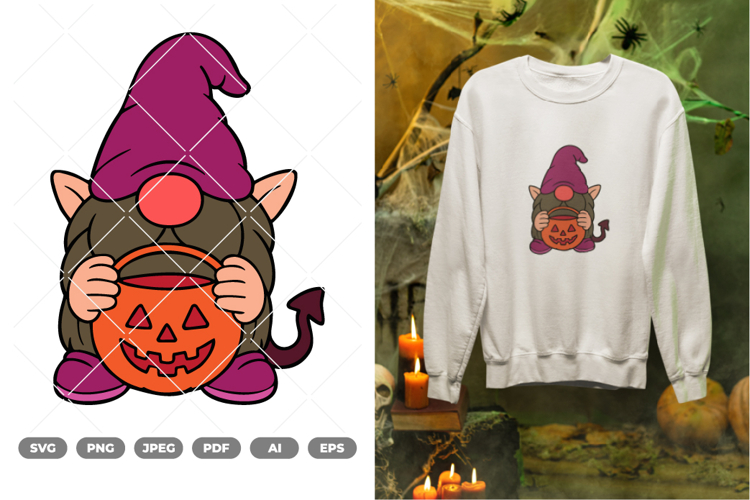 Halloween Gnome Colored SVG & Clipart