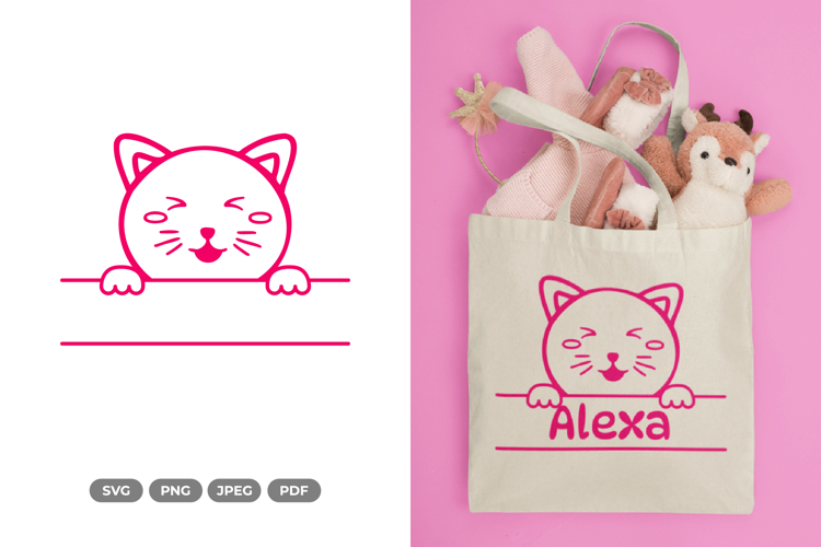 Cute Cat Split Border SVG & Clipart