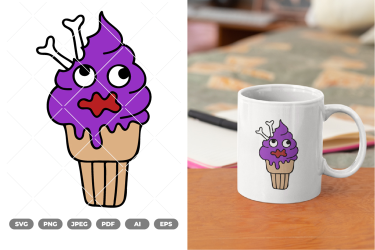 Ice Cream Monster Colored SVG & Clipart