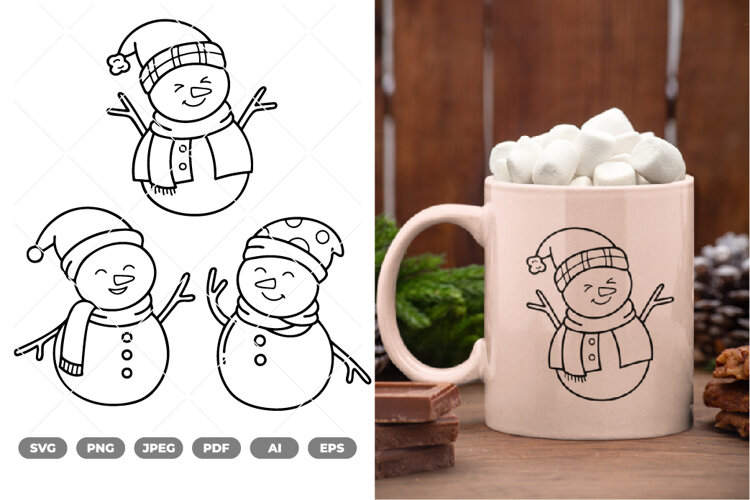 Happy Snowman SVG & Clipart example image 1