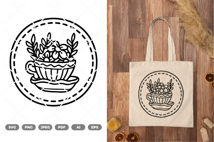 Vintage Tea Illustration SVG   Clipart