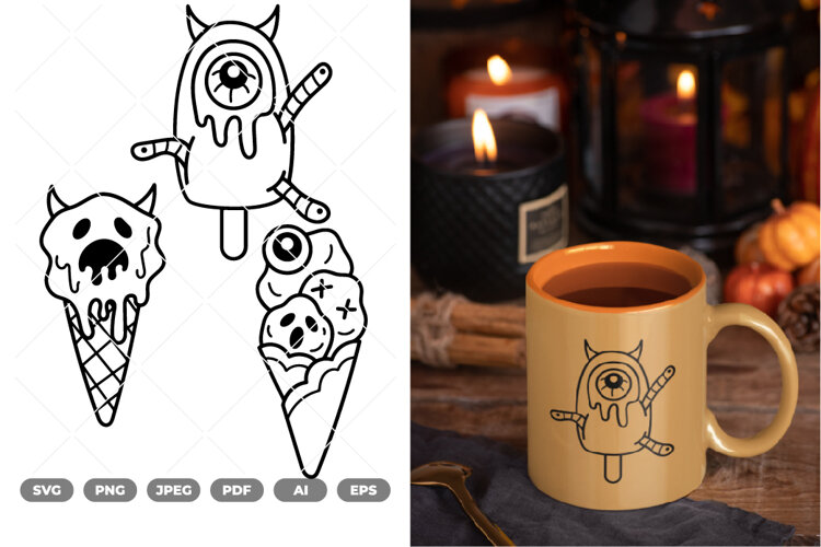 Scary Ice Cream SVG & Clipart example image 1