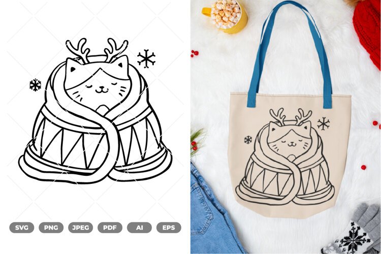 Winter Cat SVG & Clipart example image 1