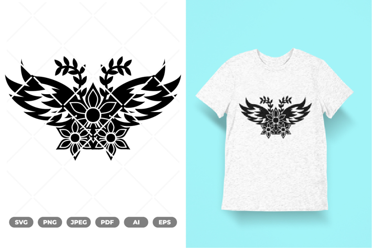 Flower and Wings SVG & Clipart example image 1