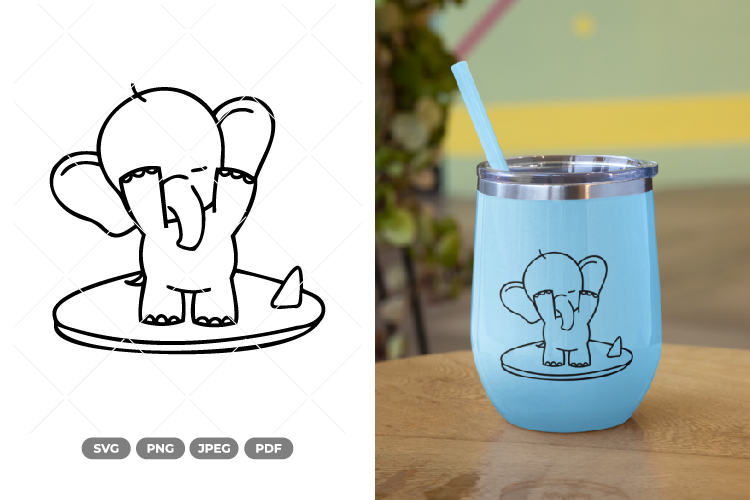 Tiny Elephant Doodle SVG & Clipart