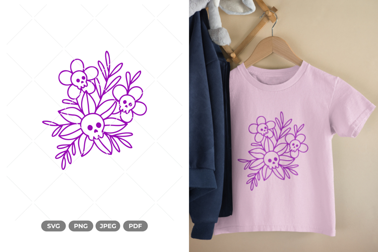 Blooming Skull SVG & Clipart