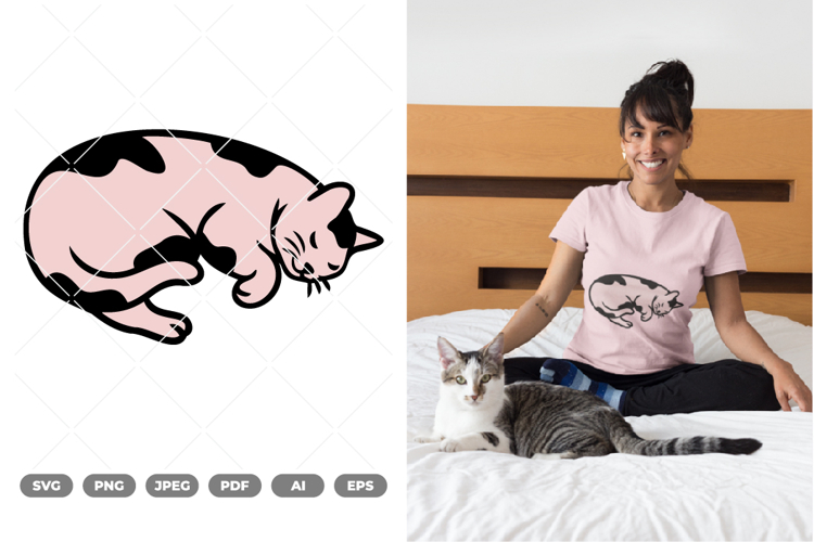 Sleeping Cat Colored SVG & Clipart