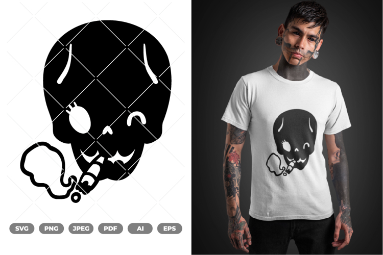 Smoking Skull SVG & Clipart