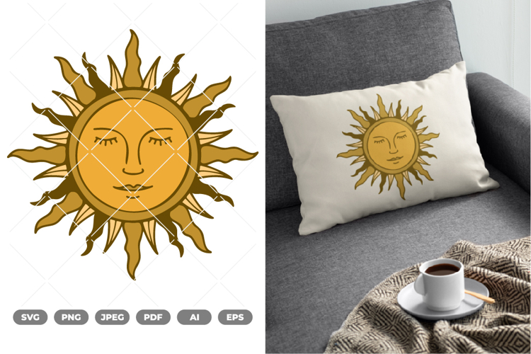 Boho Sun Colored SVG & Clipart