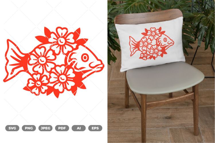 Floral Fish SVG & Clipart