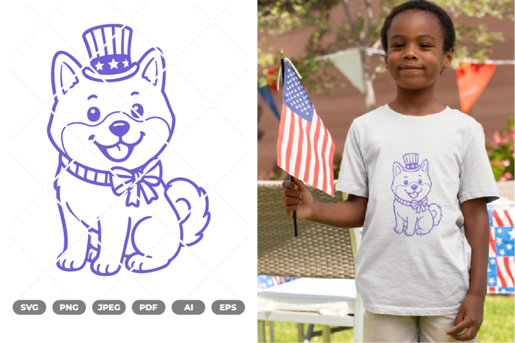 Fourth July Dog Doodle SVG & Clipart example image 1