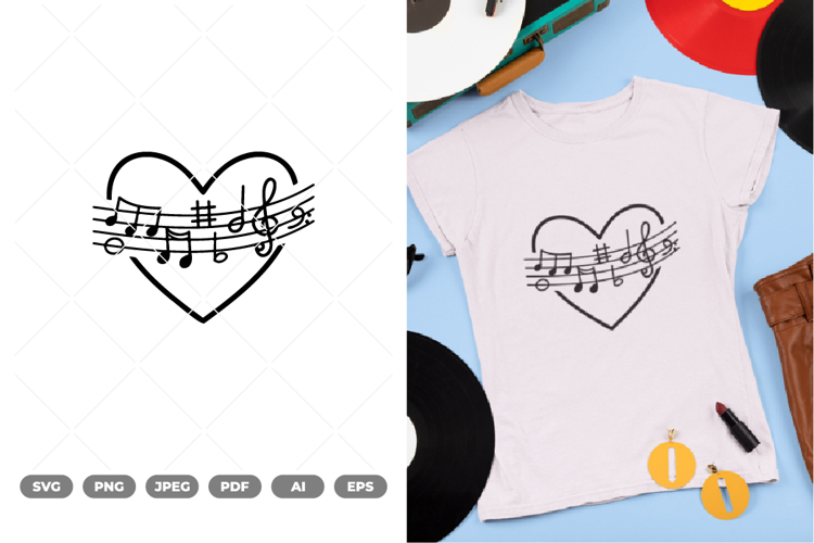 Heart Music Notes SVG & Clipart