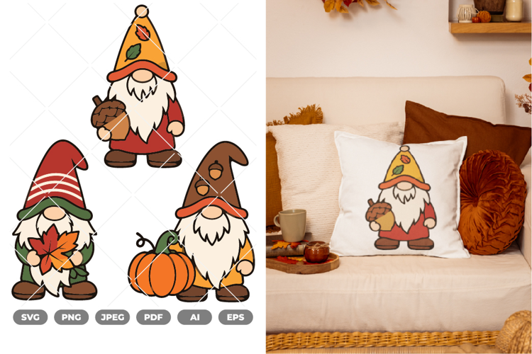 Fall Gnome Colored SVG & Clipart