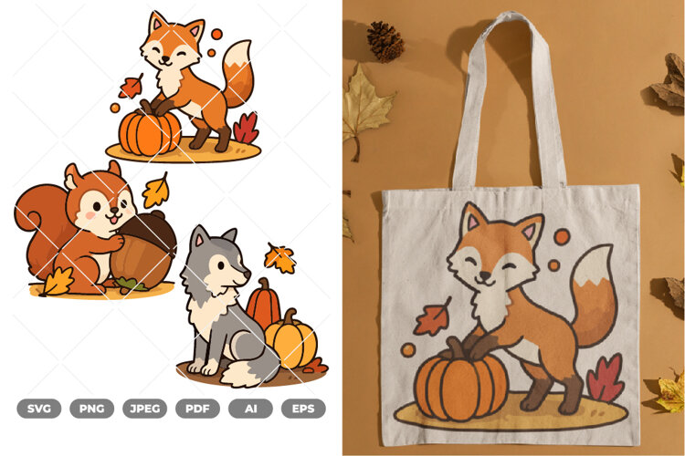 Autumn Animal Colored SVG & Clipart example image 1