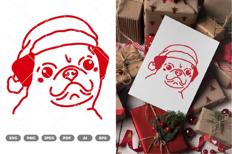 Kawaii Christmas Dog SVG & Clipart example image 1