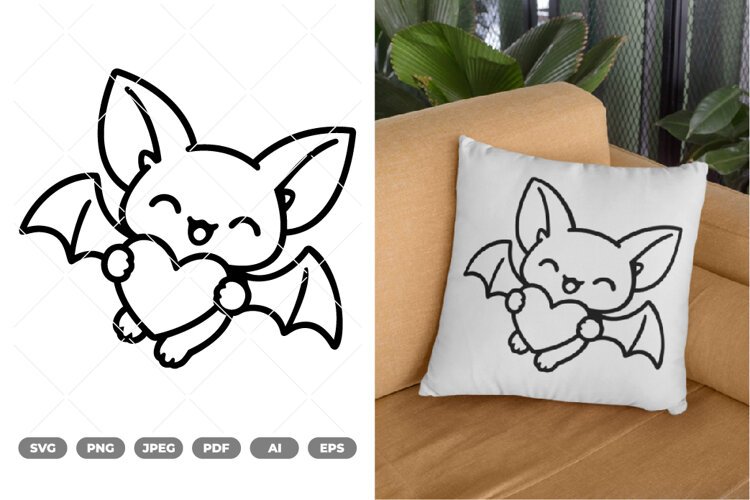 Kawaii Bat SVG & Clipart example image 1