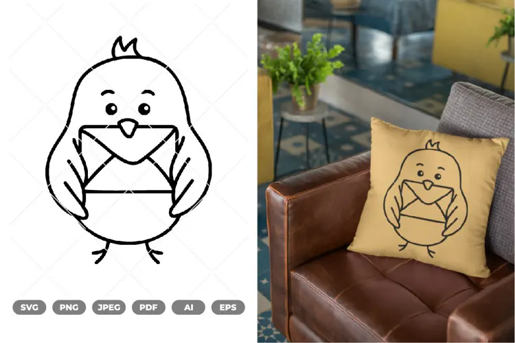 Bird with Envelope SVG & Clipart