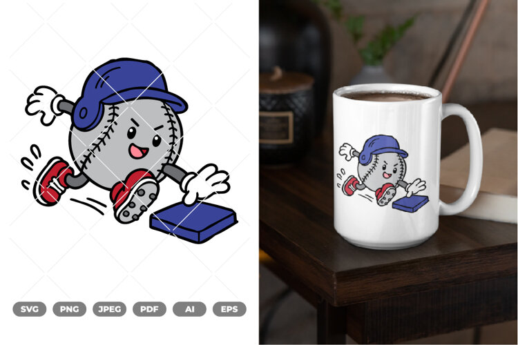 Baseball Mascot Colored SVG & Clipart example image 1